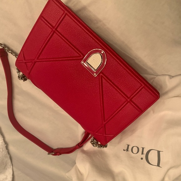 Dior Handbags - Diorama flap bag in bright red grained calfskin